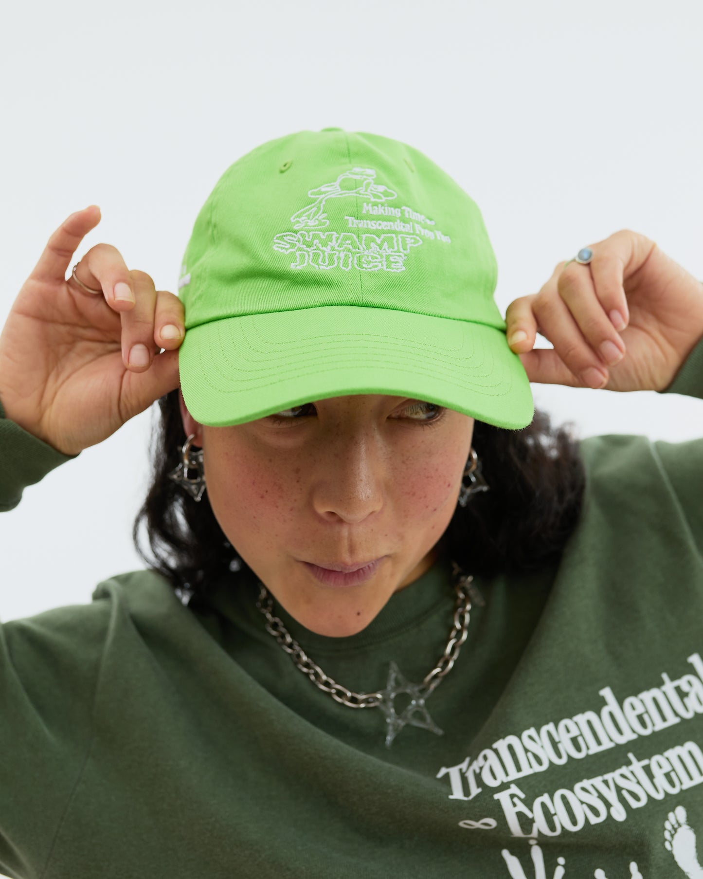 Making Time + All Caps Studio: Transcendental Frog Fog Cap (Lime Green)